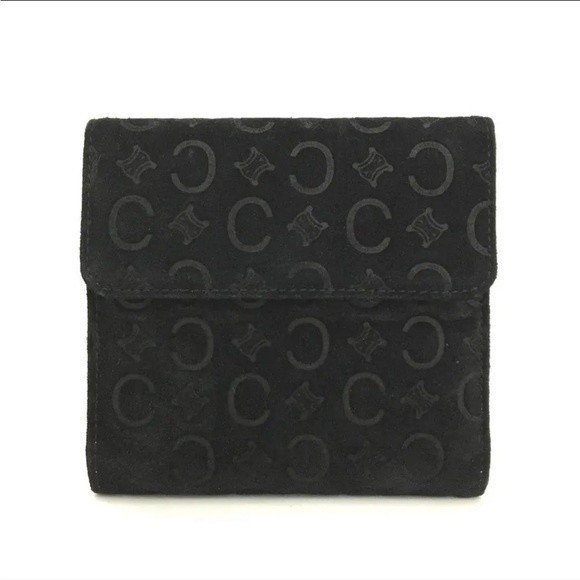1J1747. CELINE C Macadam Suede Leather Bifold Wallet / - Picture 5 of 8